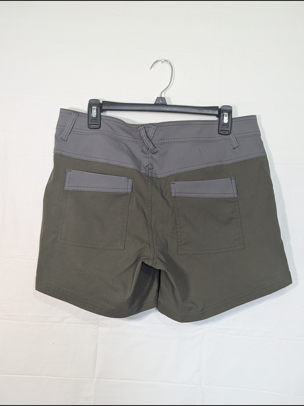 PrAna Women's Hiking Shorts Size 10 Gray Olive Stretch Outdoor Trail Casual - Picture 6 of 12